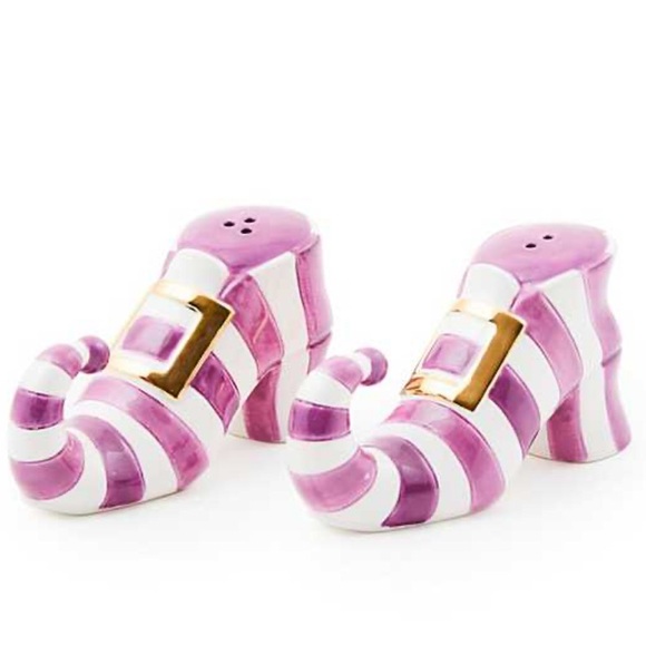 MacKenzie-Childs Other - 💘🍭 MacKenzie- Childs Witch's Purple Stripe Shoes Salt & Pepper Set💘🍭